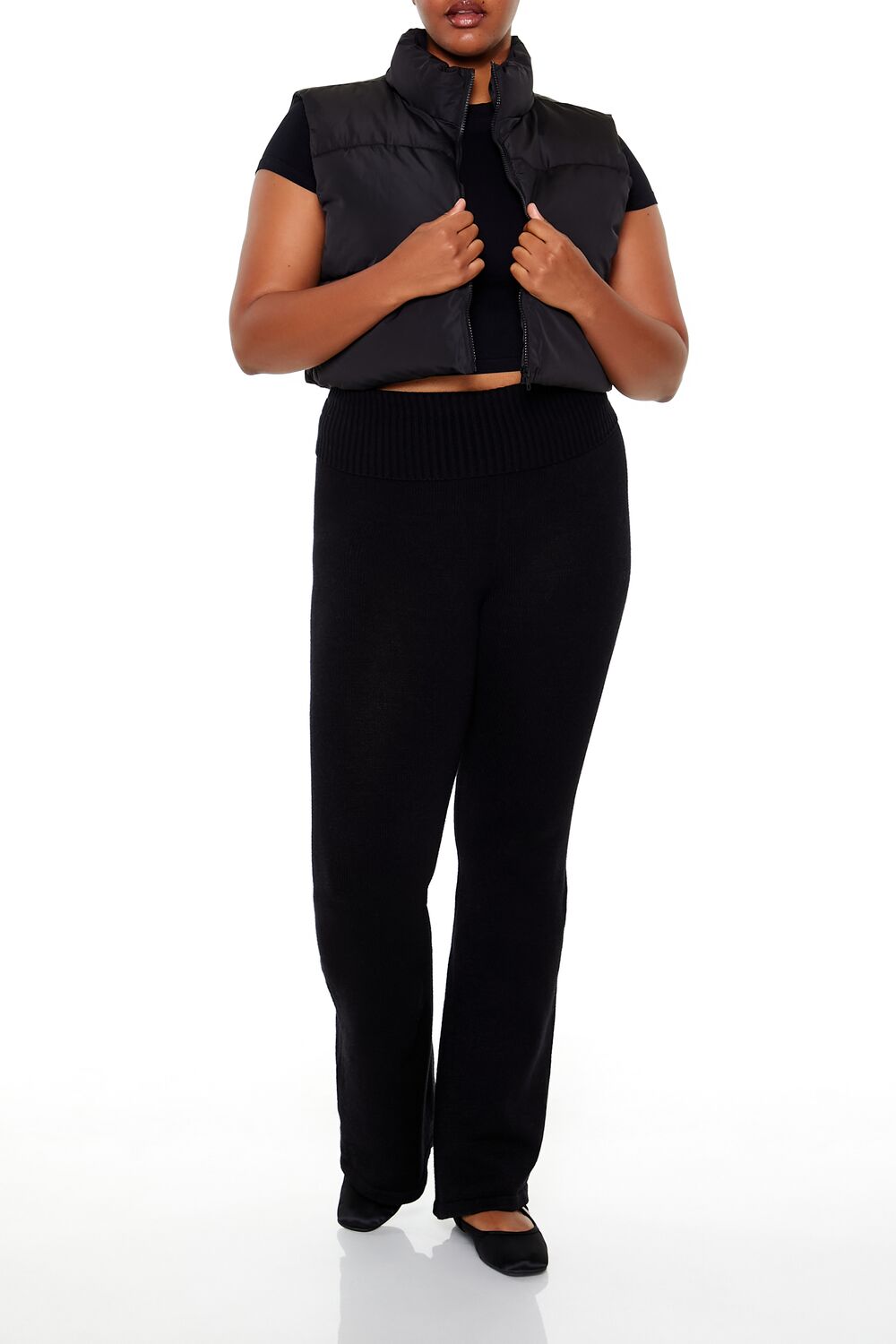  Forever 21 Plus Size Cropped Puffer Vest - black - Bonton