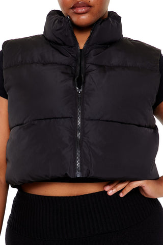 Plus Size Cropped Puffer Vest