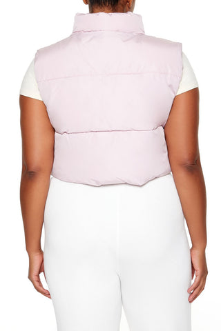 Plus Size Cropped Puffer Vest