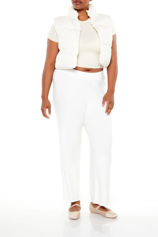 Plus Size Cropped Puffer Vest