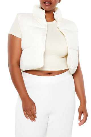 Plus Size Cropped Puffer Vest
