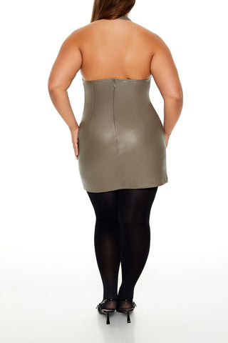Plus Size Cowl Halter Mini Dress