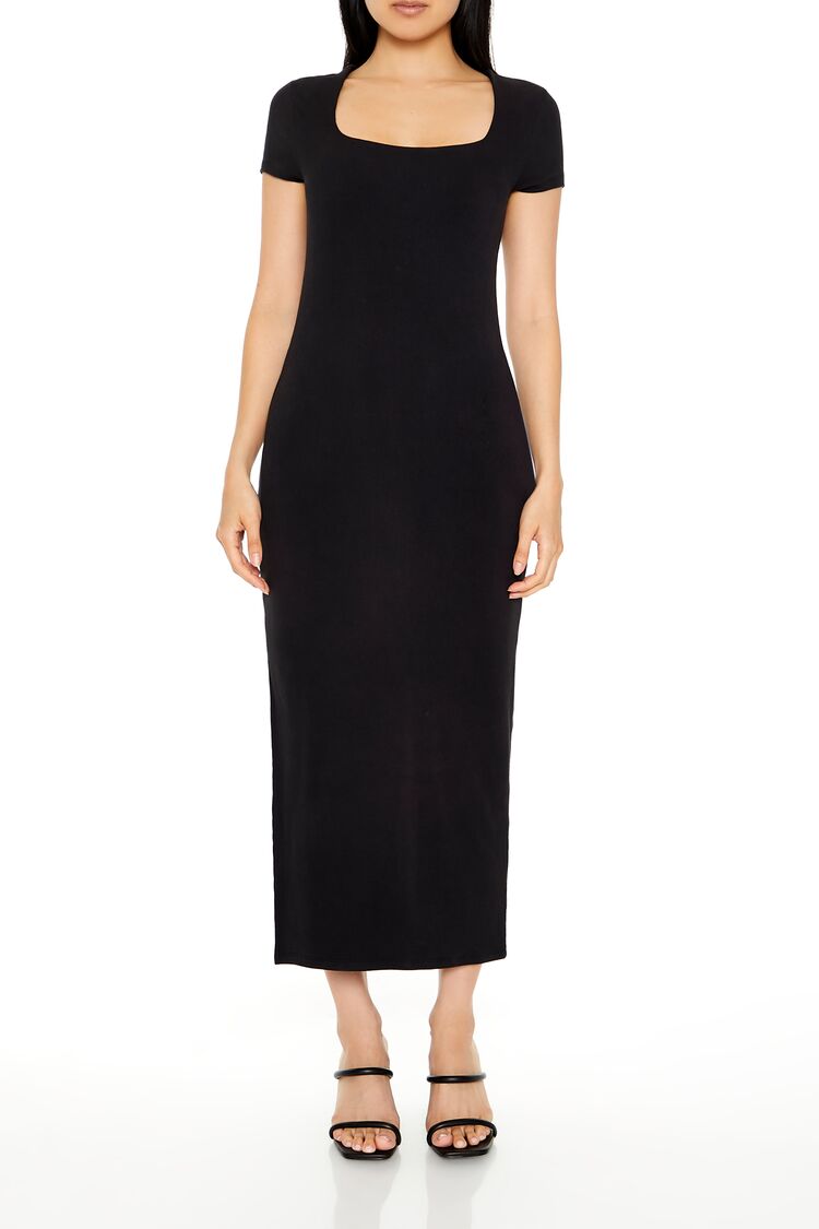  Forever 21 Ribbed T-Shirt Maxi Dress - black-swatch - Bonton
