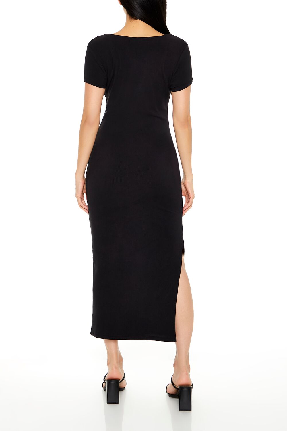  Forever 21 Ribbed T-Shirt Maxi Dress - black-swatch - Bonton