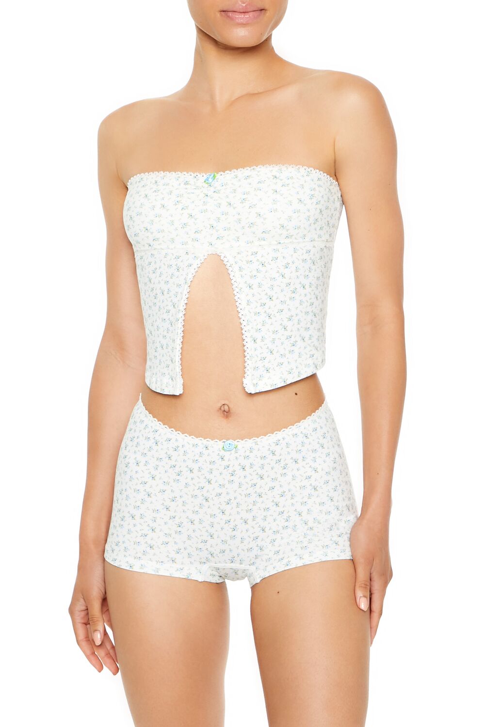  Forever 21 Seamless Floral Shortie Panties - cream-multi - Bonton