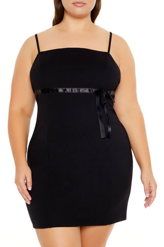 Plus Size Bow Mini Bodycon Dress