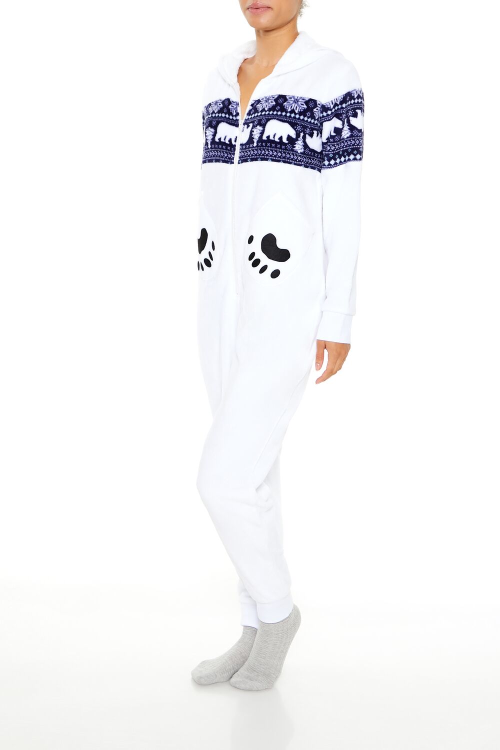  Forever 21 Hooded Polar Bear Jumpsuit - white-multi - Bonton