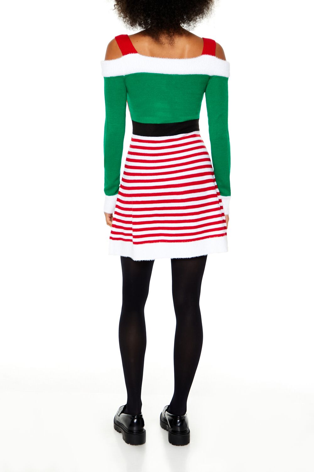 Forever 21 Striped Elf Mini Dress - red-multi - Bonton