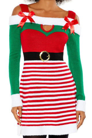 Striped Elf Mini Dress