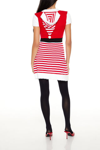 Hooded Striped Santa Mini Dress