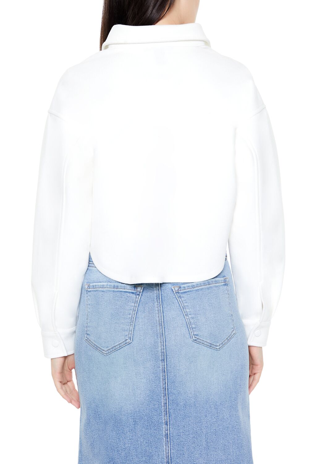  Forever 21 Boxy Cropped Shacket - white - Bonton
