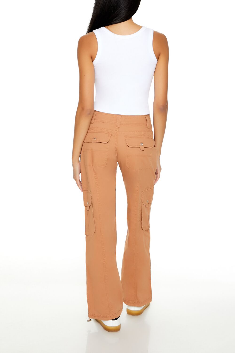  Forever 21 Low-Rise Straight-Leg Cargo Pants - white - Bonton