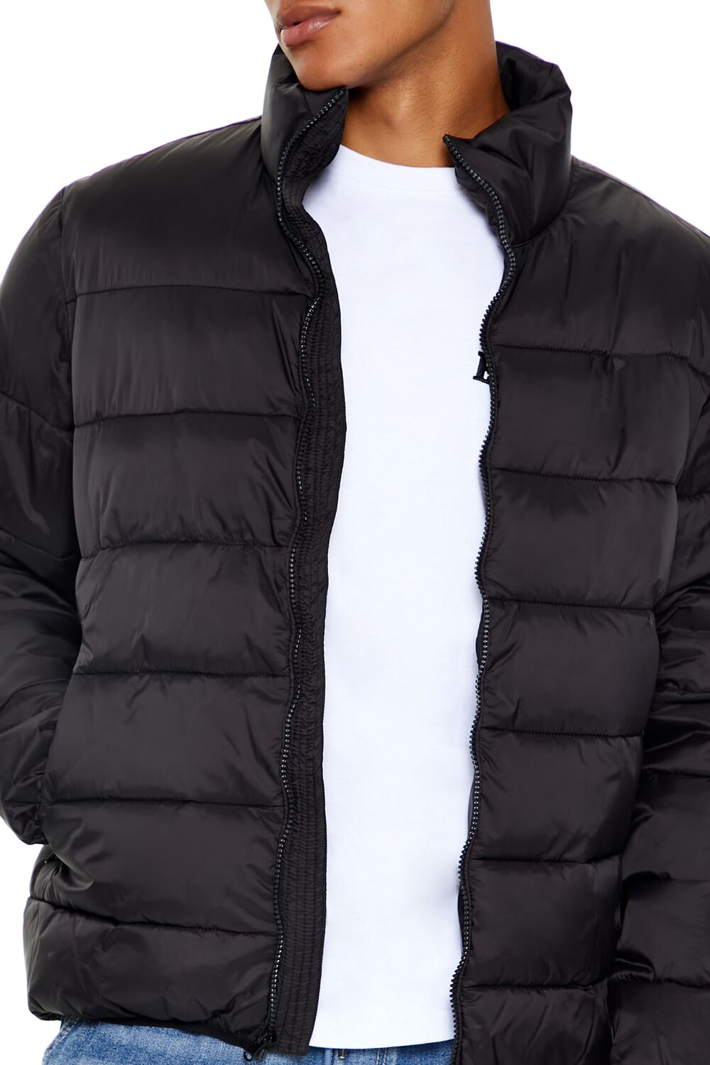  Forever 21 Packable Zip-Up Puffer Jacket - black-swatch - Bonton