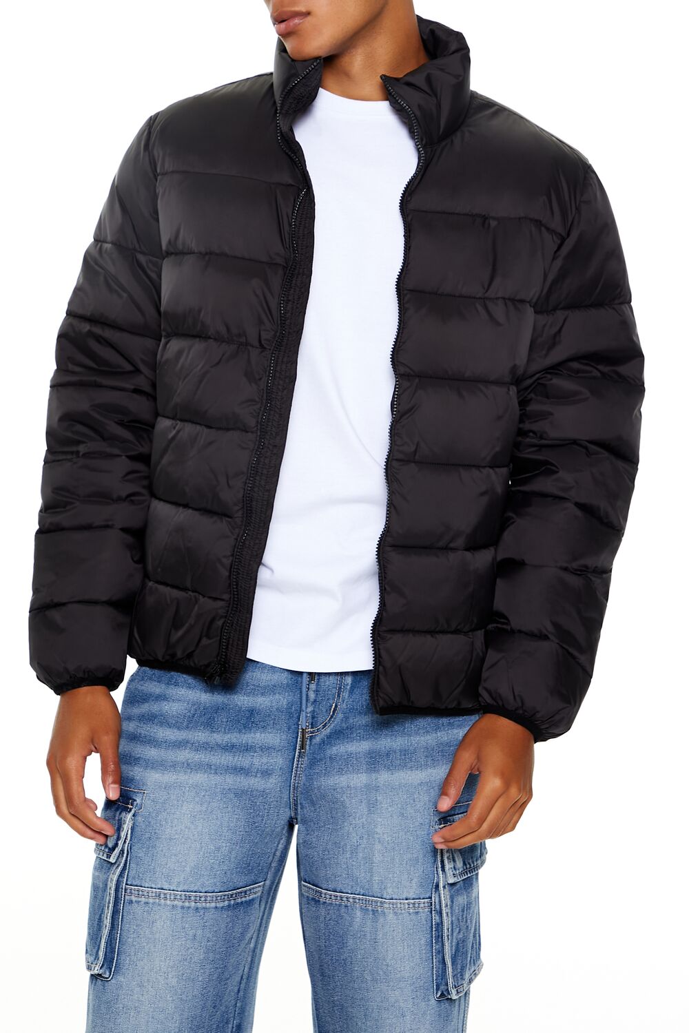  Forever 21 Packable Zip-Up Puffer Jacket - black-swatch - Bonton