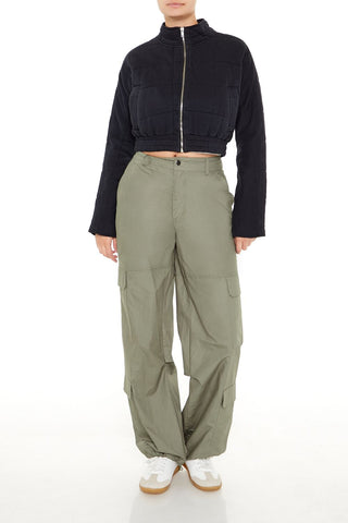 Quilted Zip-Up Cropped Jacket