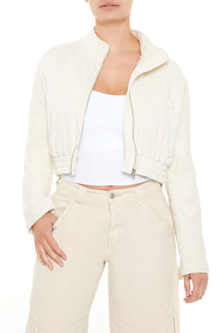 Quilted Zip-Up Cropped Jacket