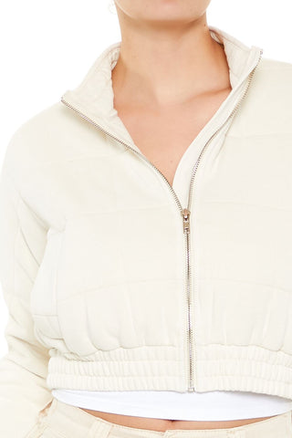 Quilted Zip-Up Cropped Jacket