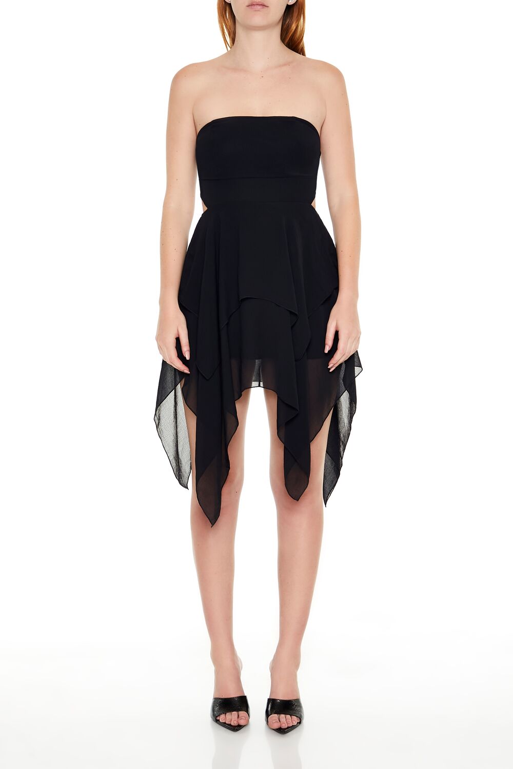  Forever 21 Handkerchief Strapless Mini Dress - black-swatch - Bonton