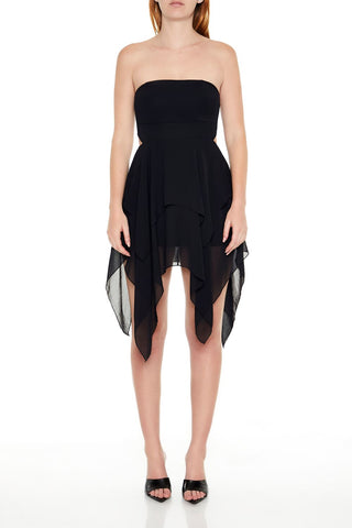 Handkerchief Strapless Mini Dress
