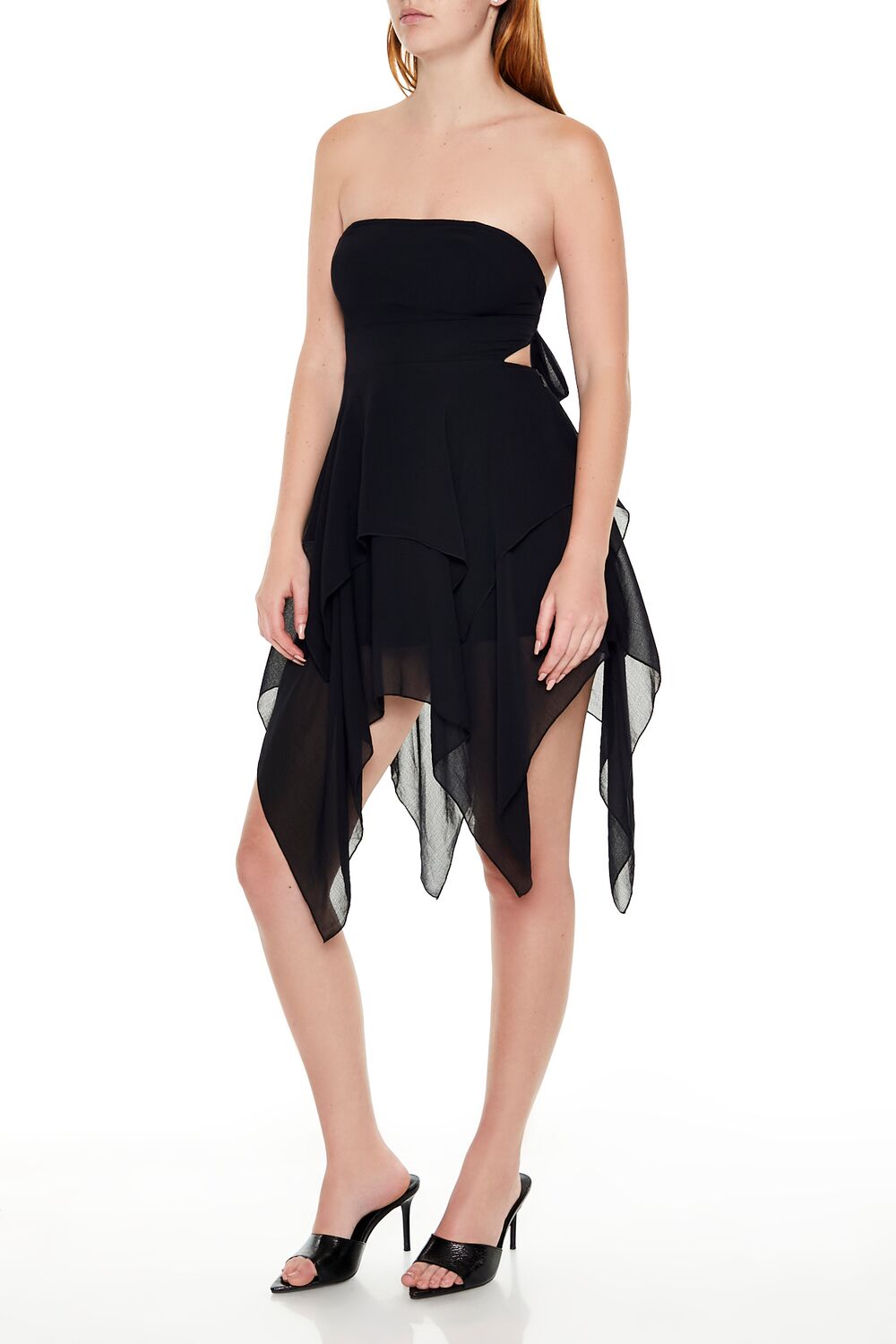  Forever 21 Handkerchief Strapless Mini Dress - black-swatch - Bonton
