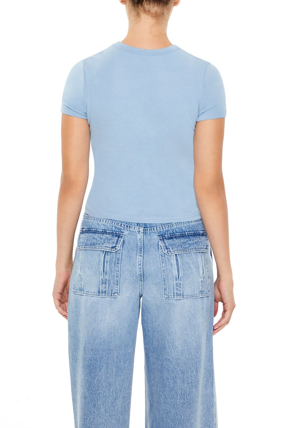  Forever 21 Just Here For the Tailgate Baby Tee - blue multi - Bonton