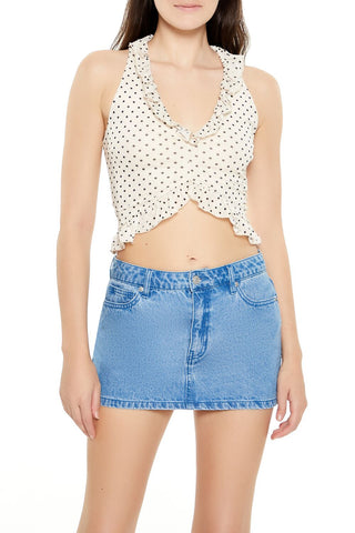 Polka Dot Mesh Crop Top