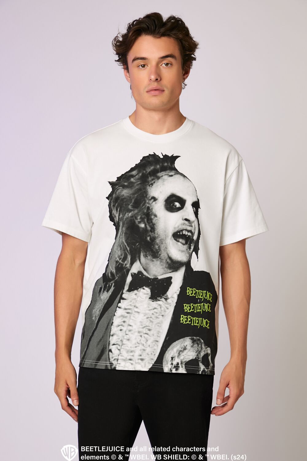  Forever 21 Beetlejuice Beetlejuice Embroidered Tee - white multi - Bonton