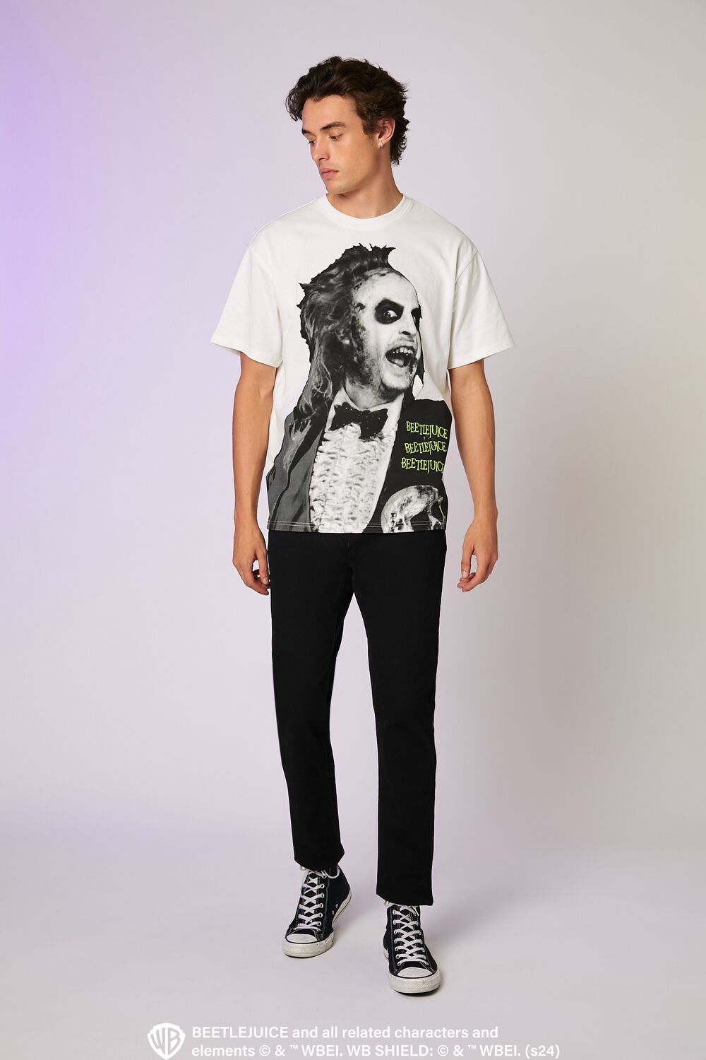  Forever 21 Beetlejuice Beetlejuice Embroidered Tee - white multi - Bonton