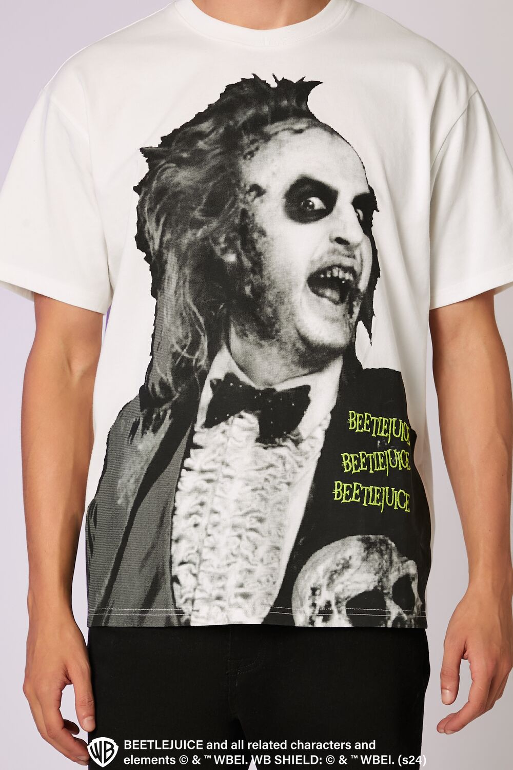  Forever 21 Beetlejuice Beetlejuice Embroidered Tee - white multi - Bonton
