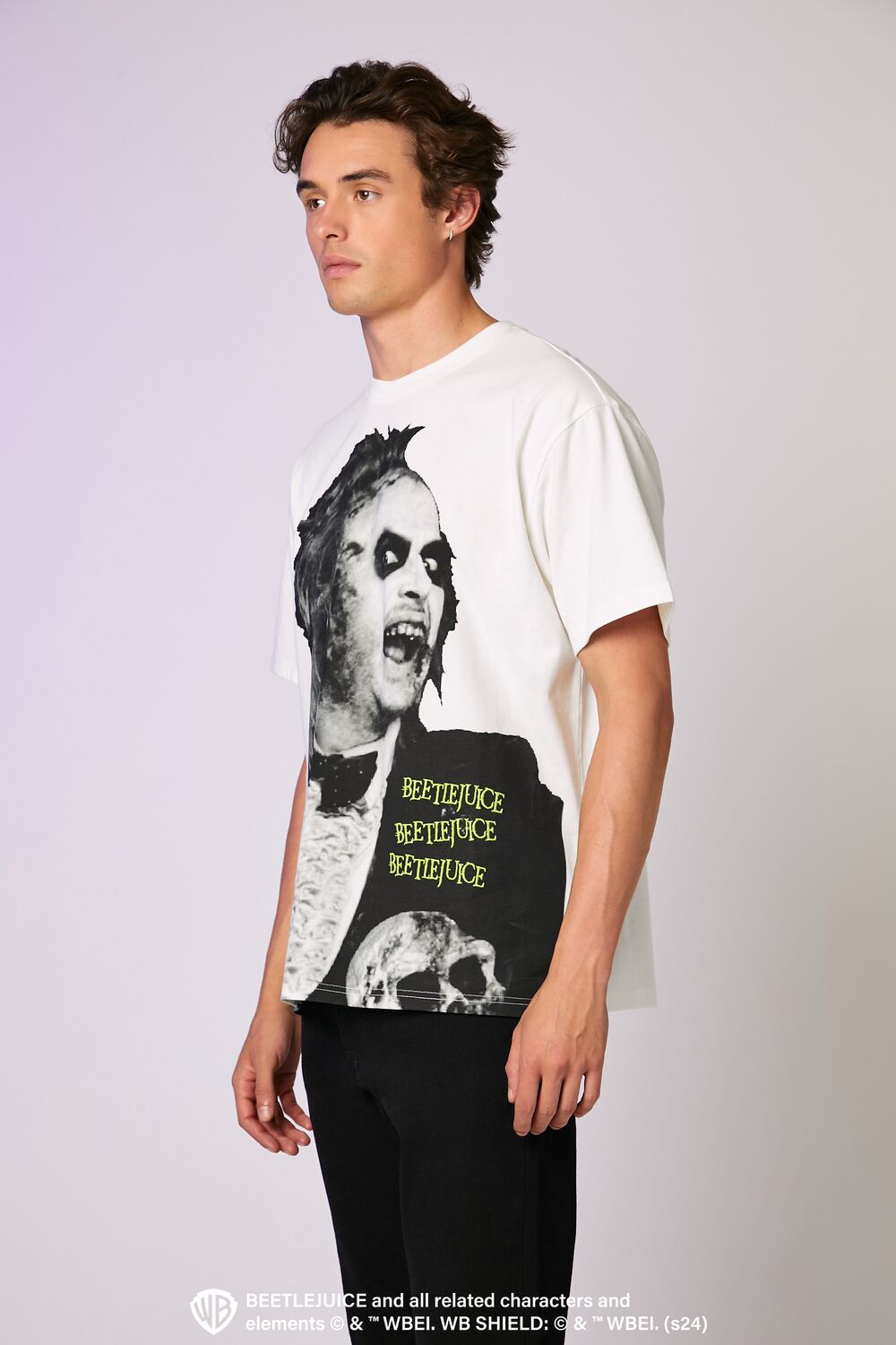  Forever 21 Beetlejuice Beetlejuice Embroidered Tee - white multi - Bonton