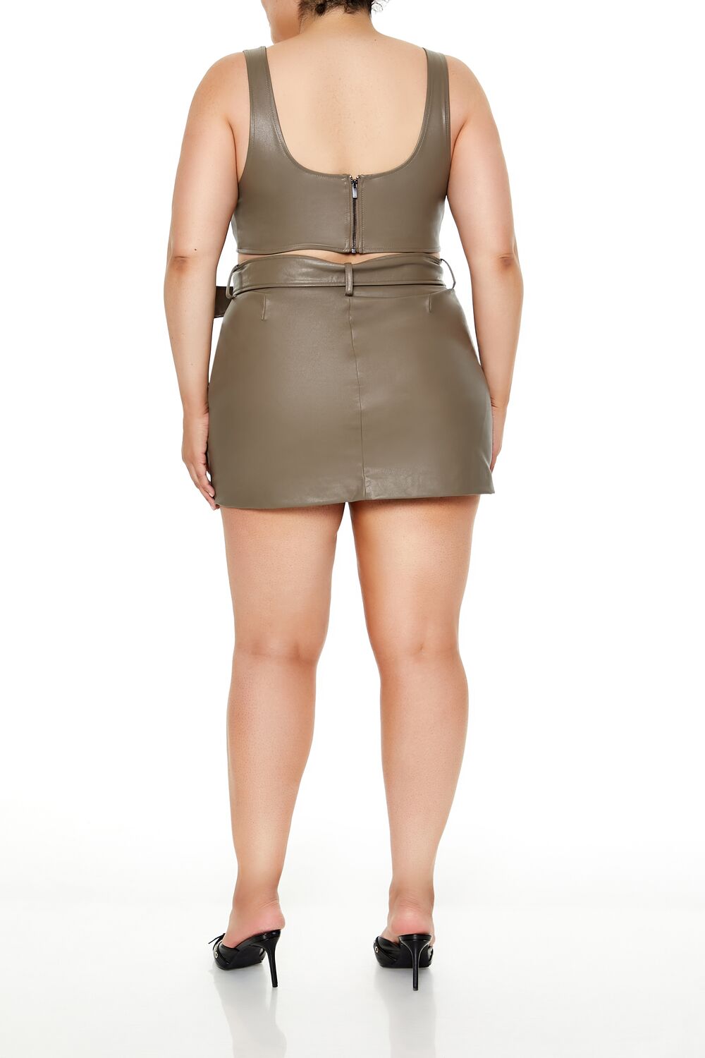  Forever 21 Plus Size Belted Mini Skirt - ash-brown - Bonton