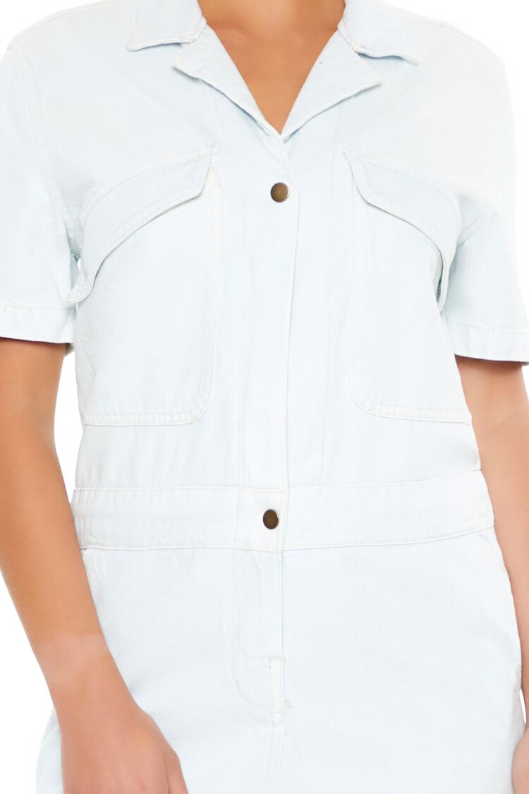  Forever 21 Button-Front Denim Jumpsuit - light-denim - Bonton