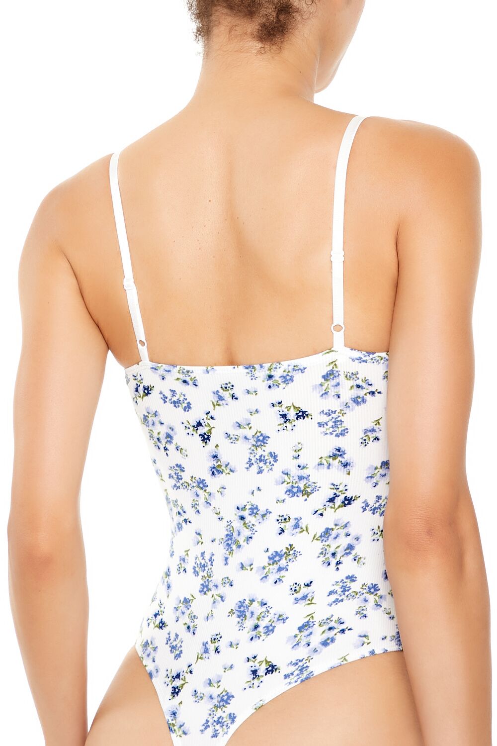  Forever 21 Floral Lingerie Thong Bodysuit - white-multi - Bonton