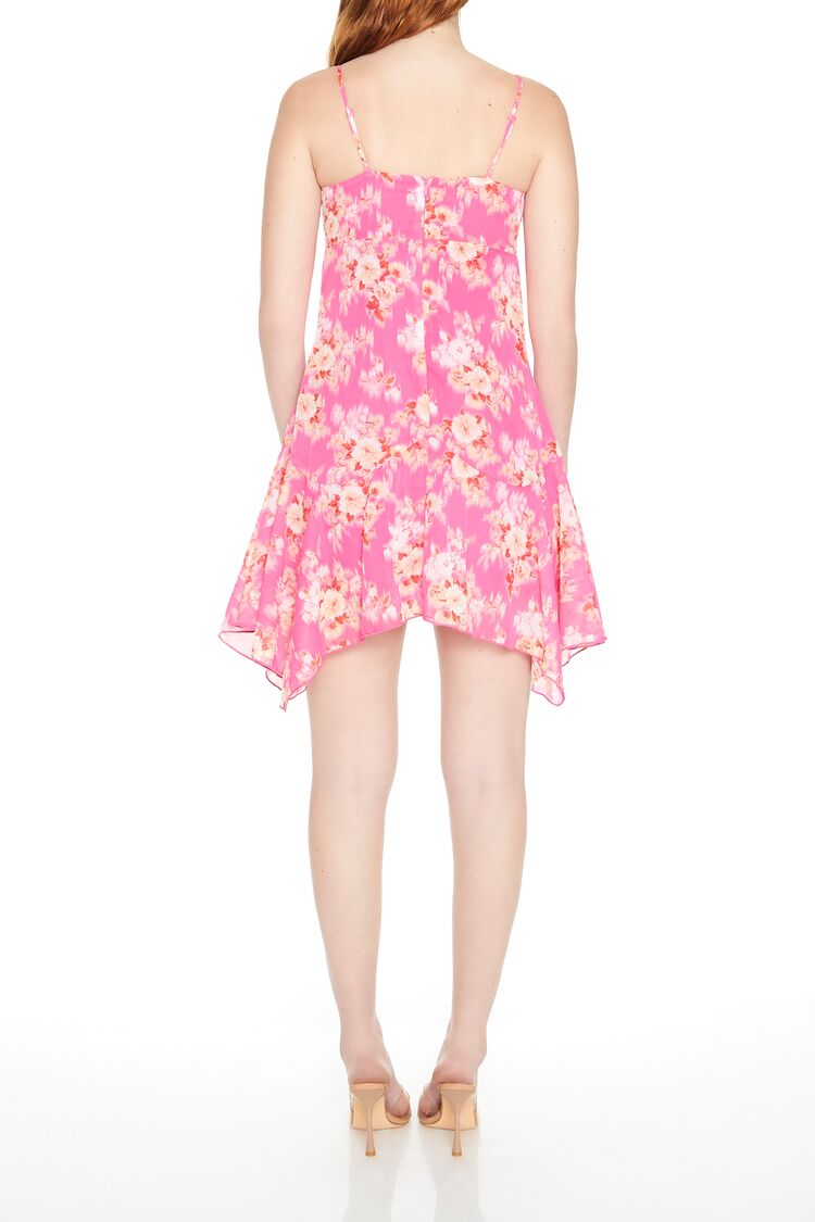  Forever 21 Floral Handkerchief Mini Dress - pink-multi - Bonton