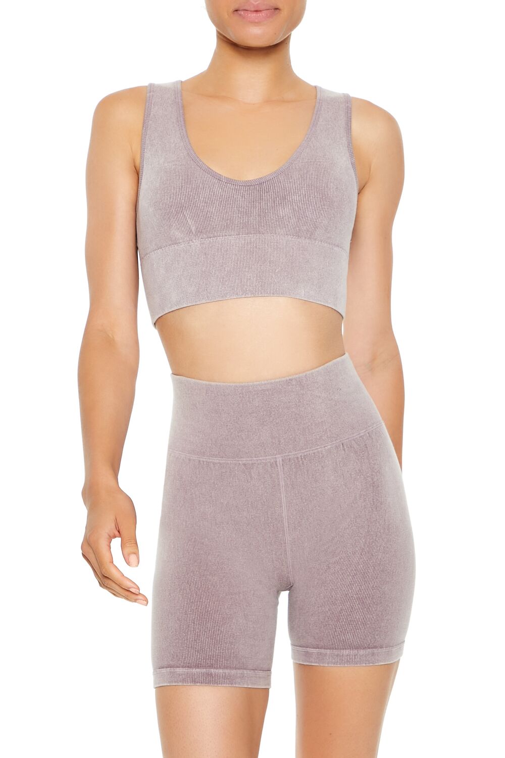  Forever 21 Seamless Mineral Wash Sports Bra - ash brown - Bonton