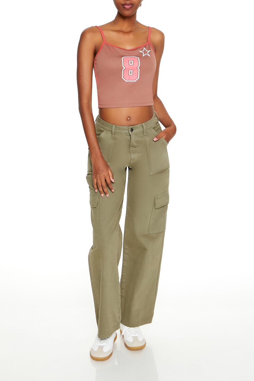  Forever 21 8 Star Graphic Cropped Cami - brown multi - Bonton