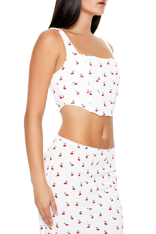 Cherry Print Lingerie Corset Top