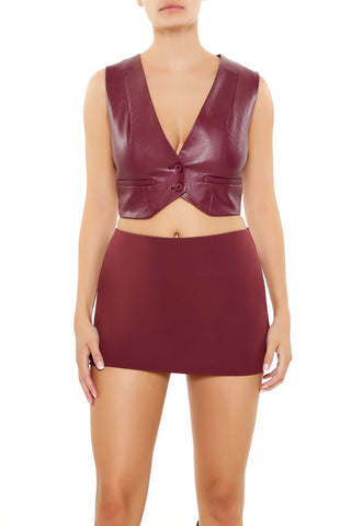 Faux Leather Cropped Vest