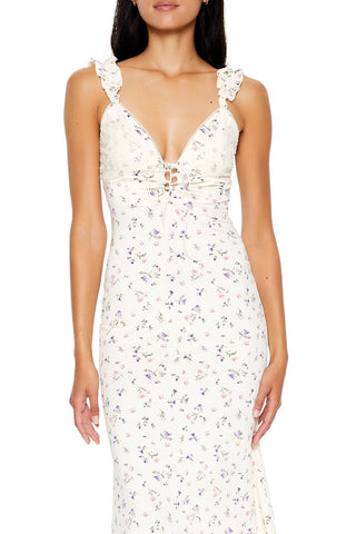 Plunging Ditsy Floral Maxi Dress