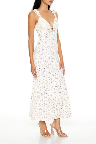 Plunging Ditsy Floral Maxi Dress
