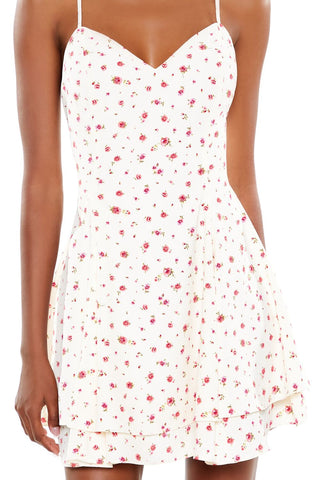 Layered Rose Print Mini Dress