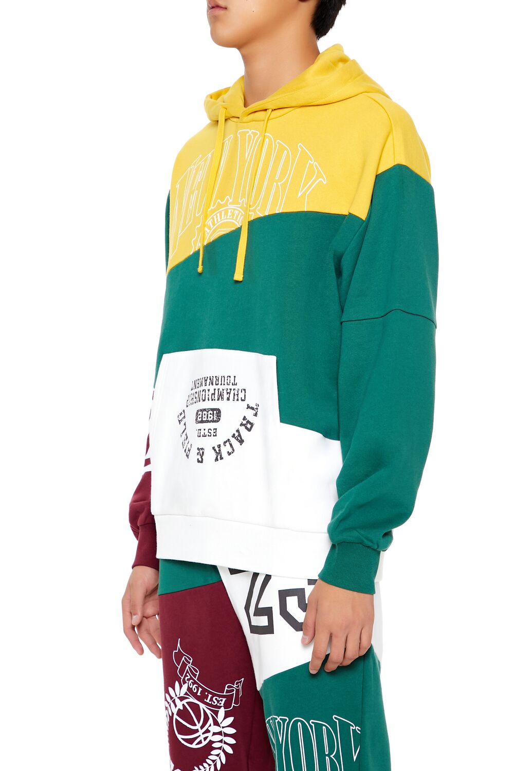  Forever 21 Colorblock New York Hoodie - green multi - Bonton