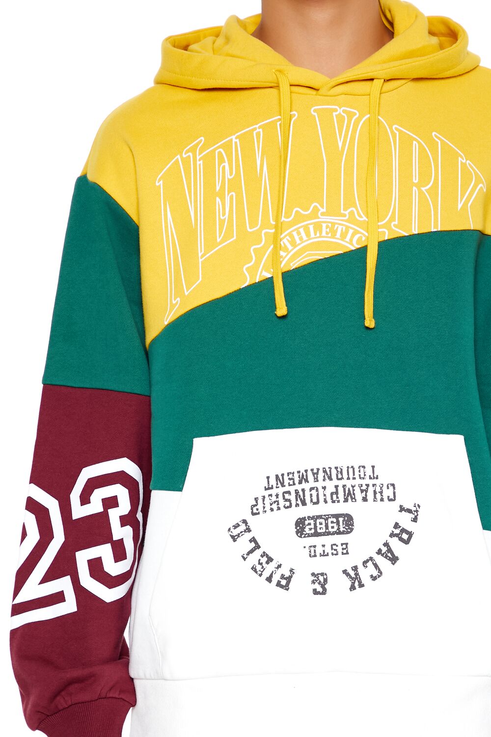  Forever 21 Colorblock New York Hoodie - green multi - Bonton