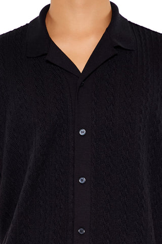Cable Sweater-Knit Shirt
