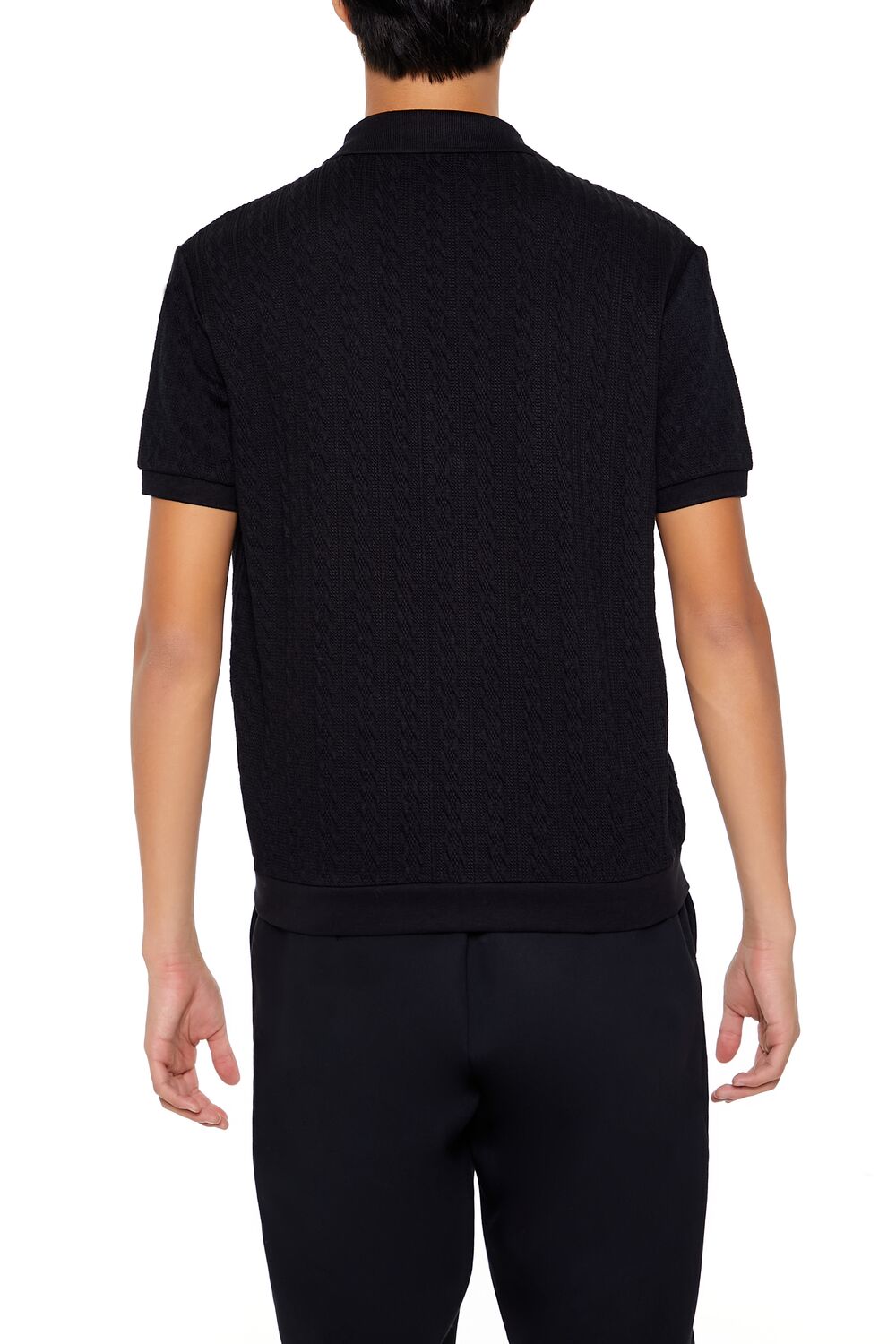  Forever 21 Cable Sweater-Knit Shirt - black - Bonton