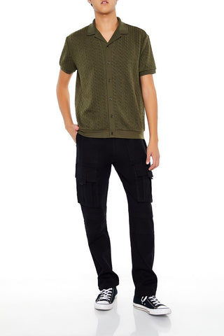 Cable Sweater-Knit Shirt