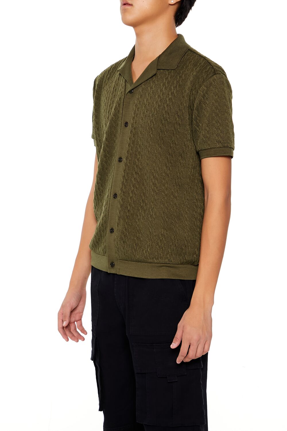  Forever 21 Cable Sweater-Knit Shirt - black - Bonton