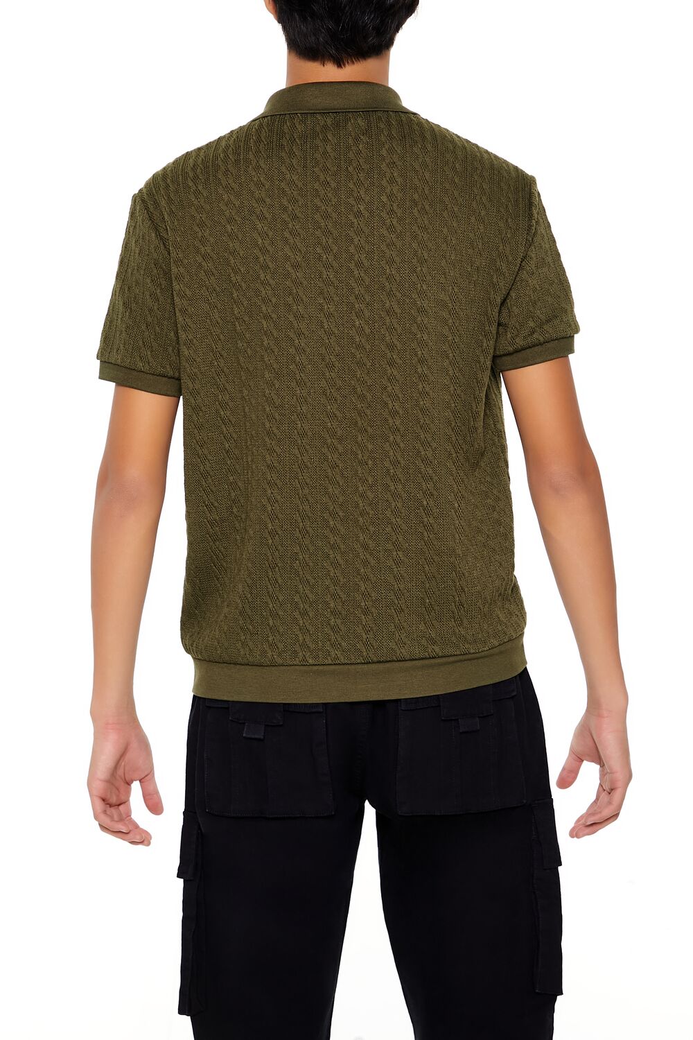  Forever 21 Cable Sweater-Knit Shirt - black - Bonton