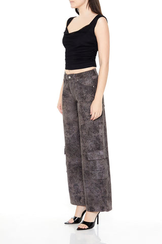 Rhinestone Mid-Rise Cargo Pants