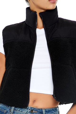 Cropped Faux Shearling Vest